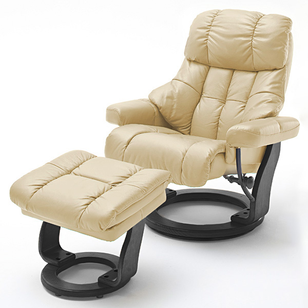 Calgary XXL Fotel relax z podnóżkiem kremowy/czarny
